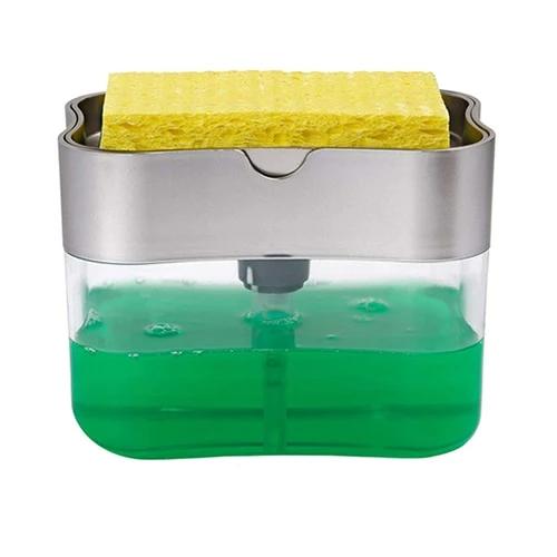 distributeur de savon argenté pour la cuisine